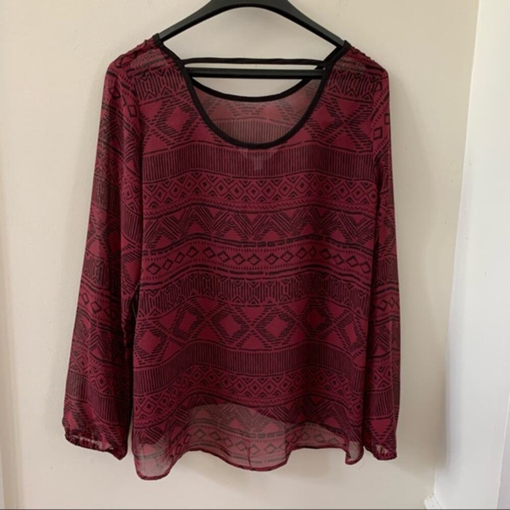 NWT Charming Charlie's Hi-Lo Boho Chiffon Tunic Top Large